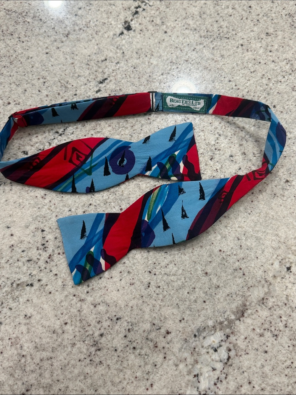 Mens Beau Ties of Vermont 100% All Silk Vintage Colorful Retro Bow Tie Abstract